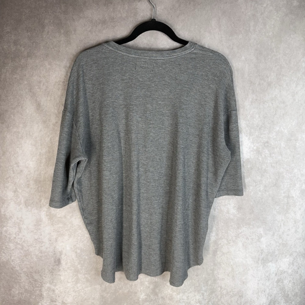 Nation LTD Waffle Knit Thermal Hi-Low Top In Gray Women's Size S - Picture 6 of 6